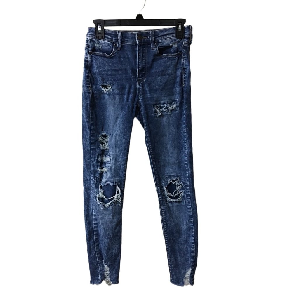 MUDD FLX STRETCH HIGH-RISE ANKLE JEGGINGS RIPPED JEANS WOMENS 5